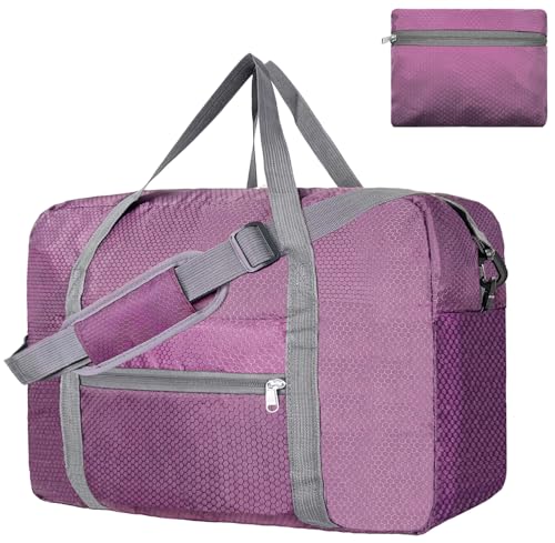 For Spirit Airlines Personal Item Bag 18x14x8 Foldable Carry on Bags for Airplanes Travel Duffel Bags for Women and Men - color: Purple, size: Without Shoulder Strap