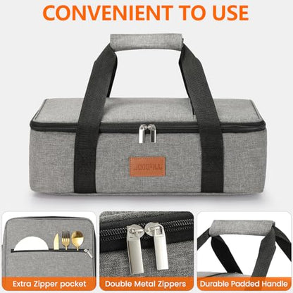 Uoxfill Lunch Bag Insulated Thermal Food Carrier Insulated Casserole Carrier for Hot or Cold Food,Insulated Tote Bag for Potluck Cookouts Parties Picnic, Lasagna Lugger,Fits 9"x13" Baking Pan,Gray - color: gray-1