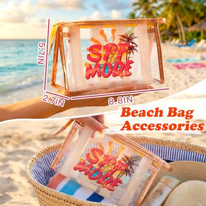 COSHAYSOO Sunscreen Bag Clear Makeup Toiletry Pouch Beach Vacation Essentials for Women Teen Girls Trip Gifts Summer Pool Travel Must Have Accessories Waterproof Stuff - color: Multi-SPF Mode