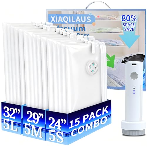 Vacuum Sealing Bags for Clothing Travel,Space Saver Vacuum Storage Bags with Air Pump,Compression Packing for Luggage and Clothes Travel (12 Combo Bags+Electric Pump) - size: 12 Combo Bags+Electric Pump