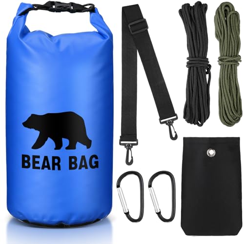 Foilswirl 1 Set Bear Food Bag for Camping Ultralight Food Hanging System Includes Waterproof Bear Bag, Nylon Ropes, Hooks for Camping Backpacking - color: Blue, size: 10 L