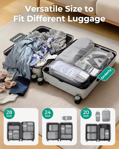 BAGSMART 6 Set /4 Set/2 Set Compression Packing Cubes for Travel, Lightweight Luggage Organizer Bags, Durable Space Saver Bags Travel Essentials - color: Storm Front Grey, size: Set of 6