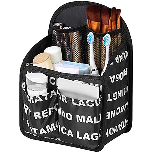 Waterproof Backpack Handbag with Zipper Portable Cosmetic Bag Insert Nylon Inner Bag Organizer(Black Letter) - color: Black Letter