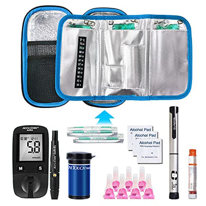 YOUSHARES Insulin Cooler Travel Case - Handy Medication Insulated Diabetic Carrying Cooling Bag for Insulin Pen, Glucose Meter and Diabetic Supplies with 3 Cooler Ice Pack - color: 01 Eva Bu