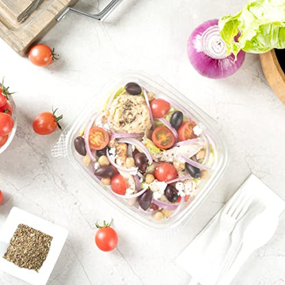Restaurantware Thermo Tek 32 Ounce Deli Food Containers 100 Anti-Fog Hinged Lid Containers - Freezable Rectangle Clear Plastic To Go Food Containers Disposable - size: 32 oz