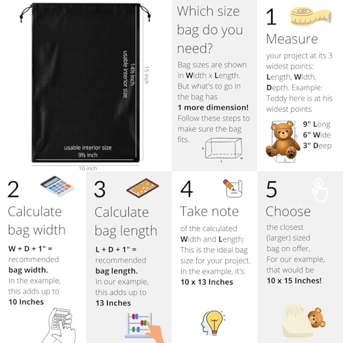 PALTERWEAR Tech-Weave PU-Coated Drawstring Bags (Set of 5) Water-Resistant, Directional-Stretch Travel Organizers for Gym, Shoes, Toiletries, Tech Gear - Durable, Wipe-Clean (Black 3D, 10 x 15 Inch) - size: 10 x 15 Inch