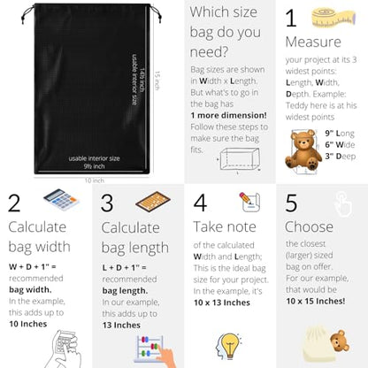 PALTERWEAR Tech-Weave PU-Coated Drawstring Bags (Set of 5) Water-Resistant, Directional-Stretch Travel Organizers for Gym, Shoes, Toiletries, Tech Gear - Durable, Wipe-Clean (Black 3D, 10 x 15 Inch) - size: 10 x 15 Inch