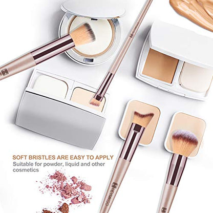 HEYMKGO Makeup Brushes 15PCS Champagne Gold Professional Makeup Brush Set Foundation Brush Blending Powder Blush Concealer Eye Make Up Brush with Bag - color: Champagne Gold