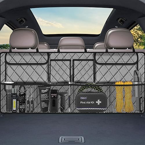 Femuar Car Trunk Organizer, Large Capacity Backseat Trunk Organizer (42"*18"), Collapsible Car Storage Bag with 8 Pockets, SUV/MPV/Truck - Grey - color: Grey