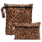 Bumkins Roamio Waterproof Wet Bag & Wet/Dry Clutch Set – Reusable Travel Organizers for Swim, Beach, Gym, Baby Gear, Cloth Diapers, Pump Parts, Pool, Toiletries – Machine Washable, Leopard 2-Pack - color: R-Leopard Print, 2pc