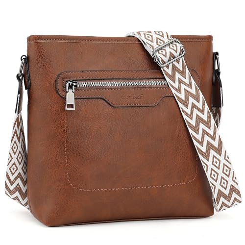 TANTOMI Crossbody Bags for Women Casual Crossbody Purses for Women Travel Shoulder Bag Handbags with Adjustable Strap - color: Brown