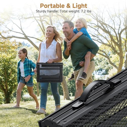 Folding Camping Table, 34.2" x 15.7" Picnic Table with 3 Adjustable Height Max 27.5", Matte Mesh Black Aluminum Folding Table with Handle for Party, Dining, Garden, Patio, Market - style: 3-Fold Mesh Tabletop