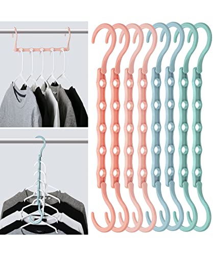Mr. Pen- Space Saving Hangers, 8 pcs, 360° Rotating Hooks, Magic Cascading Hanger Organizer with 5 Enclosed Slots, Closet Organizers and Storage for Clothes, College Dorm Room Essentials - color: Boho Colors, size: 8 Pack