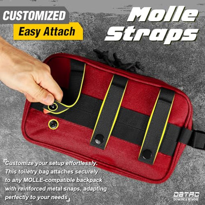 DBTAC Tactical Toiletry Bag w/Electronic Organizer Compartment | Dry/Wet Separate Hygiene Bag, Expanded Travel Dopp Kit Shaving Kit Travel shower Bag for Men (Red) - color: Elite Red/Black