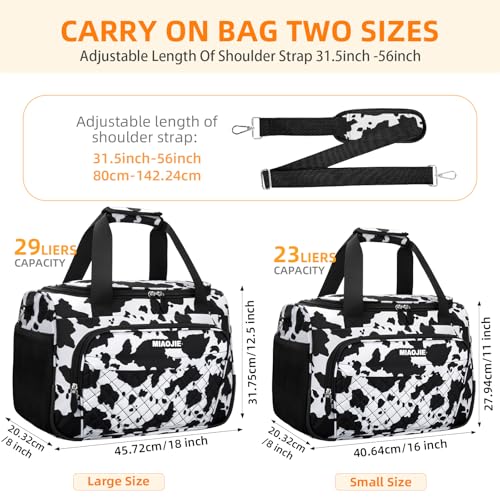 Travel Duffle Bag for Women, Underseat Carry On luggage Bag Foldable Overnight Weekender Hospital Bag Lightweight Airplanes Personal Item Travel Tote Bag for Women Birthday Gifts, 16IN Cow Print - color: Cow Print, size: 16IN