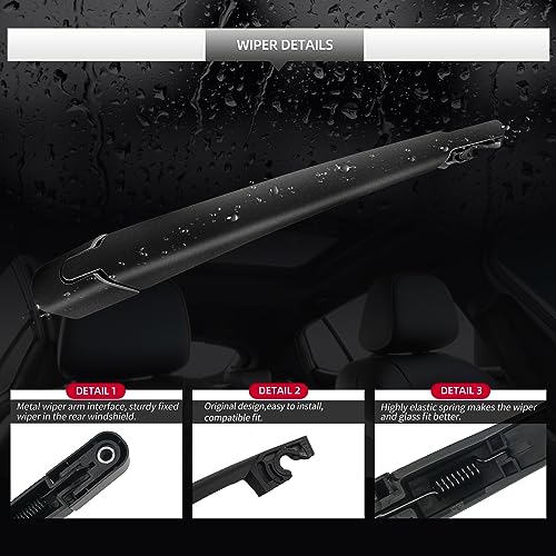 Replacement for Hyundai Tucson 2010 2011 2012 2013 2014 2015 Rear Windshield Wiper Blade and Arm Assembly-Car Back window wiper Arm Blade Complete Set - size: For Hyundai Tucson 2010-2015