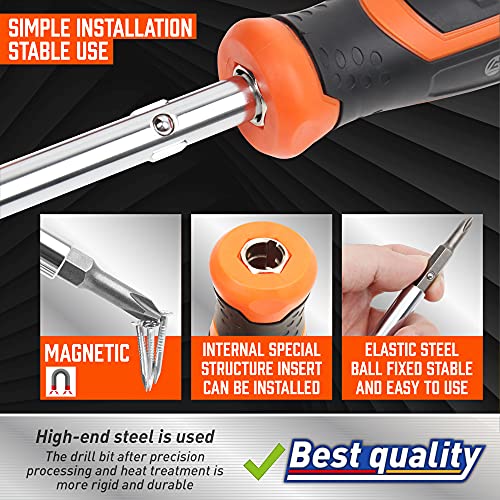 Amartisan 18-in-1 Multi-bit Screwdriver Set Tool All in One, Portable Multi-Purpose Screwdriver, Slotted/Philips/Pozi/Torx/Square,Nut Driver - color: Orange, size: 18-in-1 Multi-bit Screwdriver Set