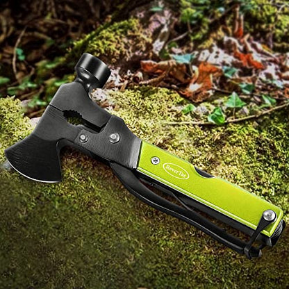 Christmas Gifts for Men Dad, RoverTac Multitool Axe for Mens Gifts, Gifts for Dad Husband Dad Boyfriend, Christmas Gifts Mens Stocking Stuffers-14 in 1 Multi Tool Axe Hatchet - color: Green
