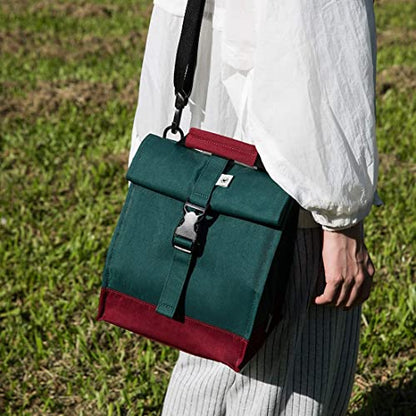 SUNNY BIRD Insulated Lunch Bag Rolltop Lunch Box Tote Lunchbox Bag for Women, Men, Adults and Teens (Green) - color: Green