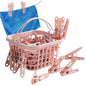Pegs for Washing Line 31Psc Non Slip Windproof PP Material Pegs with Basket Multifunctional Fastening Waterproof Laundry with Spring.. - color: Pink