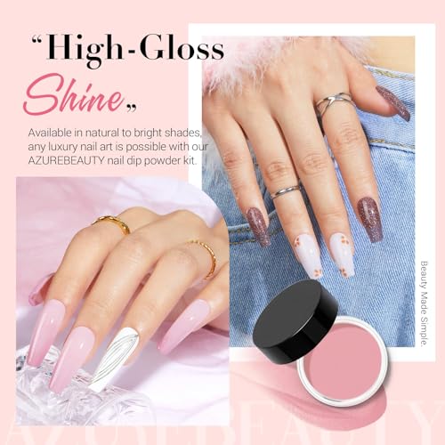 AzureBeauty Dip Powder Nail Kit with Electric Nail Drill, 24 Colors Nude Pink Glitter Nail Powder Starter Kit with Dip Liquids Base Top Coat Activator Portable Manicure French Nail Art Essential Set - color: Nude Pink Glitter