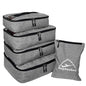 5 Set Packing Cubes for Travel Large Suitcase Luggage Organizer Bags Travel Accessories Vacation 4 Cubes 1 Laundry Pouch Bag - color: Snow Gray