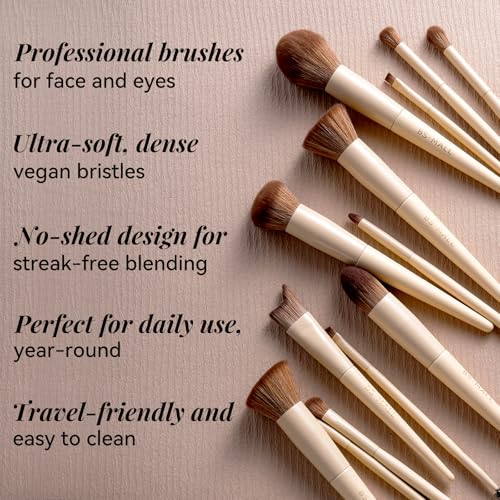 BS-MALL Professional Makeup Brush Set with Travel Case, Soft Synthetic Face & Eye Brushes for Foundation, Concealer, Powder, Blush & Eyeshadow for Beginners, Beauty Enthusiasts & Makeup Artists 18PCS - color: B-Matte