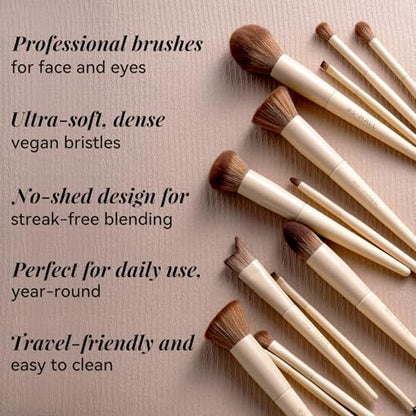 BS-MALL Professional Makeup Brush Set with Travel Case, Soft Synthetic Face & Eye Brushes for Foundation, Concealer, Powder, Blush & Eyeshadow for Beginners, Beauty Enthusiasts & Makeup Artists 18PCS - color: B-Matte