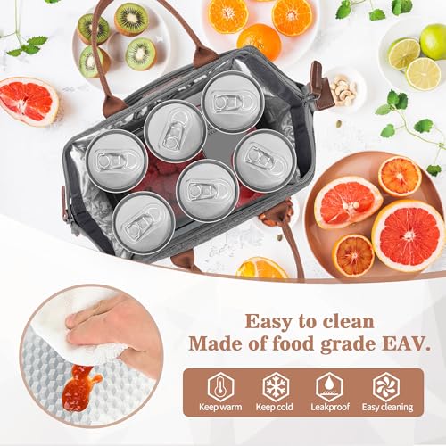 LOKASS Nurse Lunch Bag for Women, Embroidered Lunch Box with Special Nursing Design, Insulated Lunch Tote Ideal for Nurse Gifts, Neutral Grey - color: Gray - Medical ECG