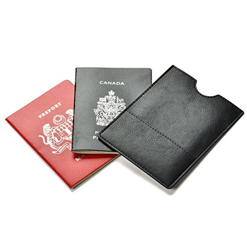 XEYOU Passport Holder Cover - Ultra Slim Premium Vegan Leather Travel Wallet Case Cover (Black) - color: Black