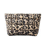 Puffy Quilted Makeup Bag for Women, Cosmetic Bag, Travel Toiletry Organizer Pouch Clutch (Brown Leopard) - color: Brown Leopard