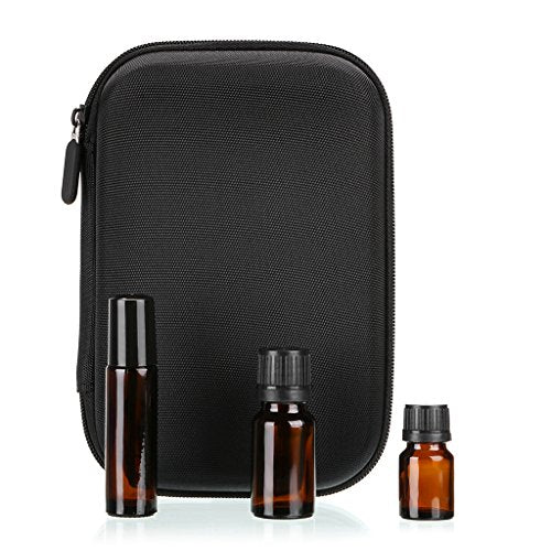 Hipiwe Hard Shell Essential Oil Carrying Case Holds 12 Bottles (Can hold 5ml, 10ml, &10ml Rollers) Travel Size Essential Oils Bag Organizer (Black) - color: Black