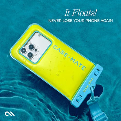 Case-Mate IP68 Waterproof Phone Pouch - Floating Waterproof Phone Case with Crossbody Lanyard - Beach Cruise Ship Travel Essentials - Compatible with All Devices - Touchscreen Friendly - Citrus Splash - color: Citrus Splash