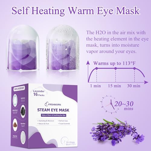 16Packs Steam Eye Mask, Heated Eye Mask for Sleeping, Warm Compress for Eyes, Self Heating Disposal Steam Mask for Home Sleep, Office, Spa, Travel Essentials Mothers Day Gifts (Lavender) - color: 16Packs Lavender
