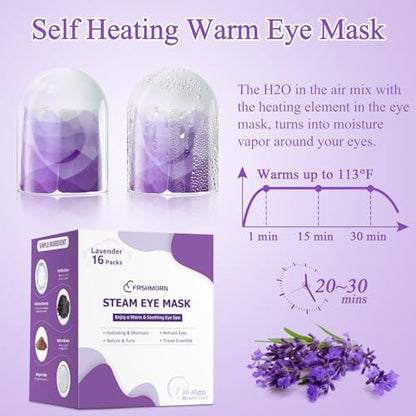16Packs Steam Eye Mask, Heated Eye Mask for Sleeping, Warm Compress for Eyes, Self Heating Disposal Steam Mask for Home Sleep, Office, Spa, Travel Essentials Mothers Day Gifts (Lavender) - color: 16Packs Lavender