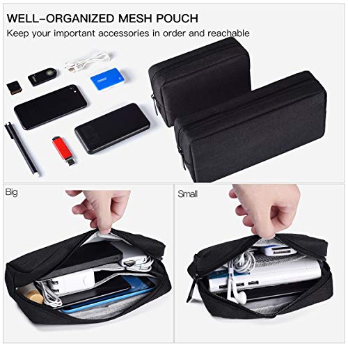 imComor Universal Electronics Accessories Case, 2-Pack Portable Soft Carrying Case Bag Wire Cable Organizer for Hard Drive, Power Adapter, Laptop Mouse, Cosmetics Kit, Small+Big-Black - color: Black