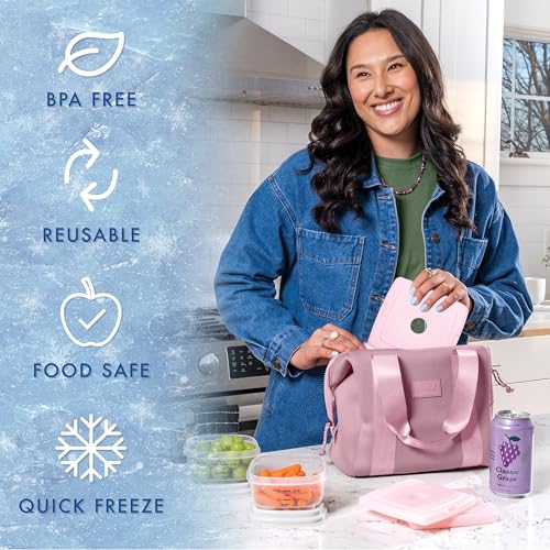 Cool Coolers by Fit & Fresh Slim Ice Packs, Quick Freeze Reusable Ice Packs for Lunch Boxes & Coolers, Long-Lasting, Space Saving Lunch Ice Packs, Light Pink, 4Pk - color: Light Pink (4 Pack)