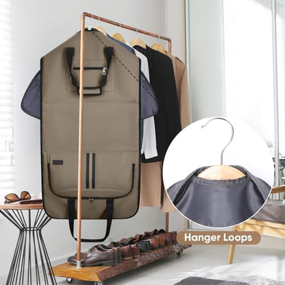 BALEINE Travel Garment Bag, Travel Suit Bag for Men, Water Resistant Carry on Garment Bag for Hanging Clothes, Garment Duffel Bag for Travel Business (Brown-Convertible) - color: Brown-Convertible