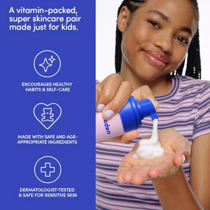 Evereden Kids Travel Essentials Set: Clean & Vegan 5-Piece Skin Care Travel Set for Kids | Body Wash, Lotion, Face Wash, Cream, 2-in-1 Shampoo & Conditioner | TSA-approved | Travel Size Toiletries