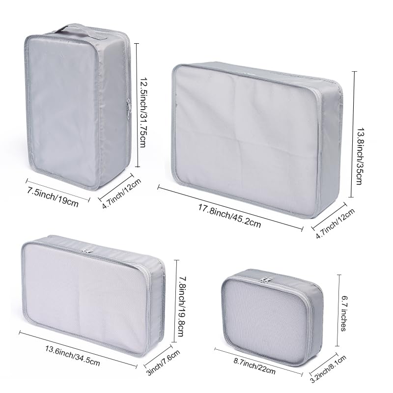 JJ POWER Travel Packing Cubes, Luggage Organizers with Shoe Bag - color: Grey