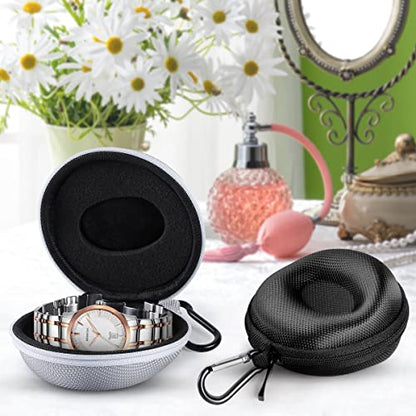 Travel Case for Men and Women - Portable Single Watch Storage Box and Organizer for Wristwatches and Smart Watches - Good Helper for Your Travel - Black/Silver