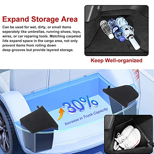 x xotic tech For Model Y 2022 2023 2024 2025 Rear Trunk Side Storage Organizer Bins Grocery Box with Lid Cover Packet Holder Compatible with Tesla Model Y (5-Seater, After July 2022) - size: Model Y 5-Seater (2022-up)