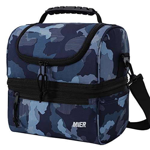 MIER Adult Lunch Box Insulated Lunch Bag Large Cooler Tote Bag for Women, Double Deck Cooler, Camouflage (Large) - color: Camouflage, size: Large