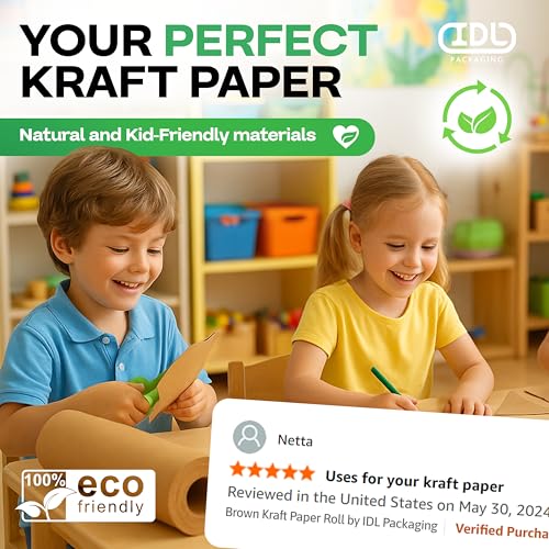 Brown Paper Roll 15" x 2160" (180 feet) - USA-Made Kraft Paper 30lb Thickness for Packing, Moving, Shipping, Wrapping, and Crafts/Arts - 100% Recycled Natural Material by IDL Packaging - color: Brown, size: 15"x180' (#30 thick)