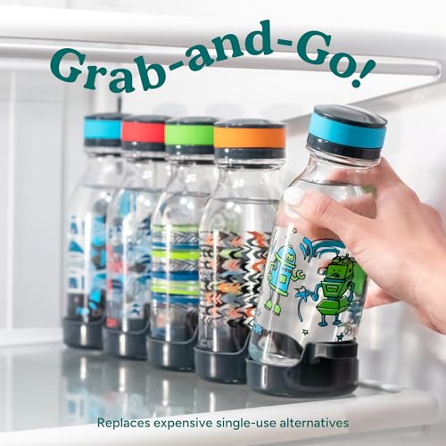 REDUCE WaterWeek Refillable Water Bottles, 14 oz - Includes 5 WaterWeek Leak Proof Tritan Reusable Water Bottles - Includes Fridge Tray - Navigate - color: Navigate, size: 14 Ounces