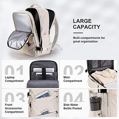 HOMIEE Travel Laptop Backpack for Men Women, Personal Item Carry On Bag, Dry Wet Separation, Weekender Business Hiking Camping College Bag, Mochila de Viaje, Beige - color: Beige, size: X-Large