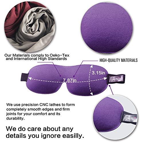 PrettyCare 3D Sleep Mask 2 Pack, Eye Mask for Side Sleeper - 3D Contoured Sleeping Mask Block Out Light for Men Women- No Eye Pressuer Night Masks with Ear Plugs & Travel Bag (Black＆Purple) - color: Black＆purple