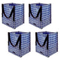 DURASACK Heavy Duty Storage Tote Bag 22-Gallon Rugged Woven Polypropylene Moving Bag, Reusable Self-Standing Design, Holds up to 500 Pounds, Pack of 4, Gingham Blue - color: Gingham Blue, size: Pack of 4