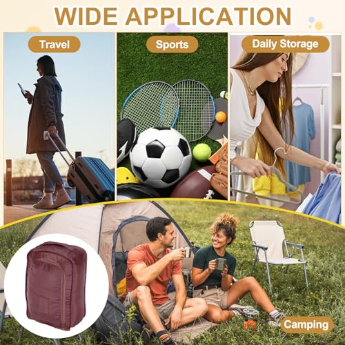 Foldable Travel Shoe Bag, Waterproof Shoe Pouches Organizer with Handle Travel Packing Cubes -Fitting for Storing (Sneakers/Sandals/Fitness Shoes) 2 Pcs & Dark Red - color: Dark Red
