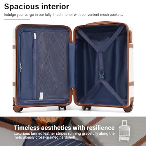 Coolife Luggage Set Suitcase Carry On Luggage PC Hardshell Luggage TSA Lock Spinner Wheels Telescopic Handle - color: White, size: 3 piece set (BP/TB/20)